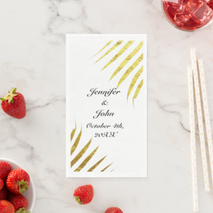 Servilleta De Papel Relieve metalizado dorado de follaje de árbol de p