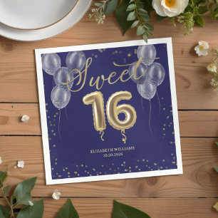 Servilleta De Papel Relieve metalizado dorado dulce 16 globos de cumpl