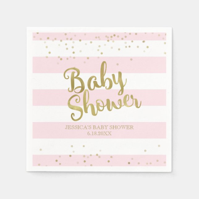 Servilleta De Papel Relieve metalizado dorado falso, Chica Baby Shower (Anverso)