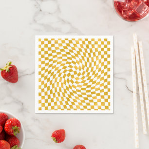 Servilleta De Papel Relieve metalizado dorado retro Faux Cheques Warpe