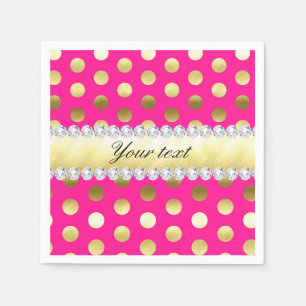 Servilleta De Papel Relieve metalizado dorado rosado caliente Polka pu
