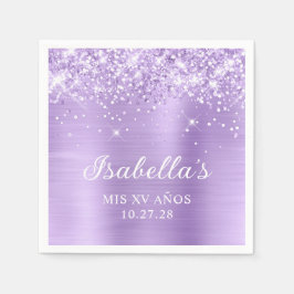 Servilleta De Papel Relieve metalizado Lavender Purpurinoso Mis XV Año