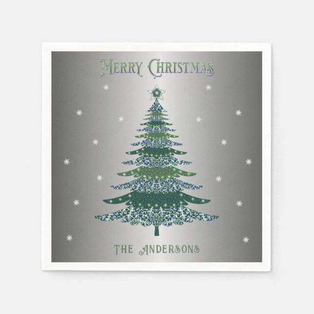 Servilleta De Papel Relieve metalizado plateado de nombres personaliza (Anverso)