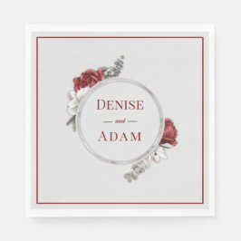 Servilleta De Papel Relieve metalizado plateado de Rubor y rosas blanc