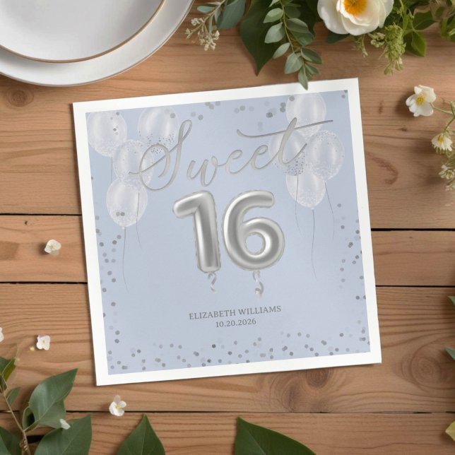 Servilleta De Papel Relieve metalizado plateado dulce 16 globos de cum (Subido por el creador)