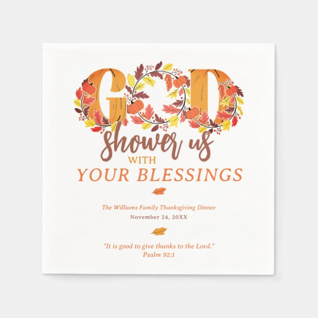 Servilleta De Papel Religious Thanksgiving Dinner Faith Bible Quote (Anverso)