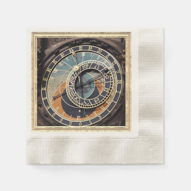 Servilleta De Papel Reloj Astronómico En Praga (Anverso)