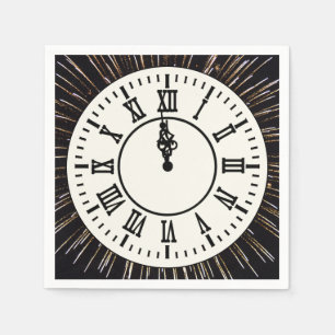 Servilleta De Papel Reloj de Año Nuevo sobre fuegos artificiales