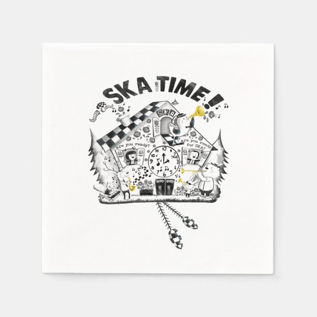 Servilleta De Papel Reloj de cucú de tiempo de Ska (Anverso)