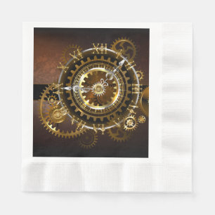 Servilleta De Papel Reloj de vapor con engranajes antiguos