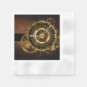 Servilleta De Papel Reloj de vapor con engranajes antiguos