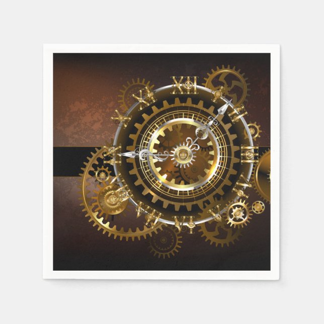 Servilleta De Papel Reloj de vapor con engranajes antiguos (Anverso)