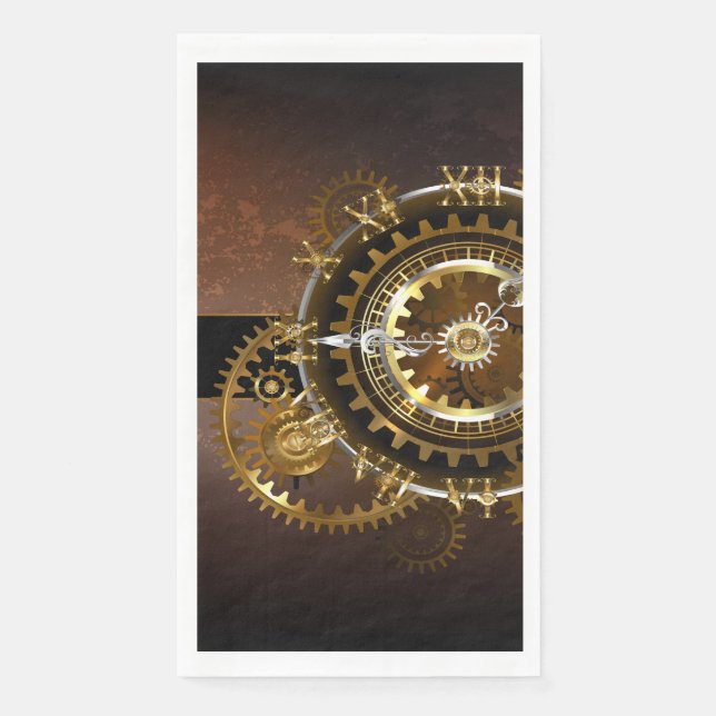 Servilleta De Papel Reloj de vapor con engranajes antiguos (Anverso)