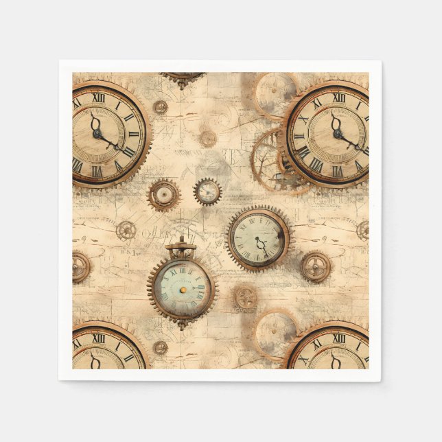 Servilleta De Papel Reloj de vapor de grano rugoso (6) (Anverso)