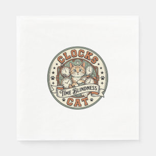 Servilleta De Papel Relojes Tiempo Ceguera Gato Relojes Tiempo Ceguera
