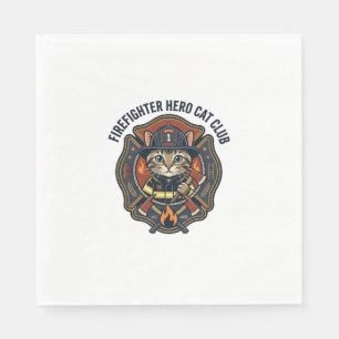 Servilleta De Papel Remera gráfica de gato héroe bombero - Bombero