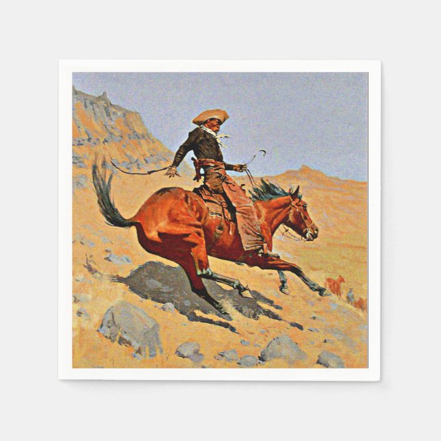 Servilleta De Papel Remington - El Cowboy, famoso cuadro (Anverso)