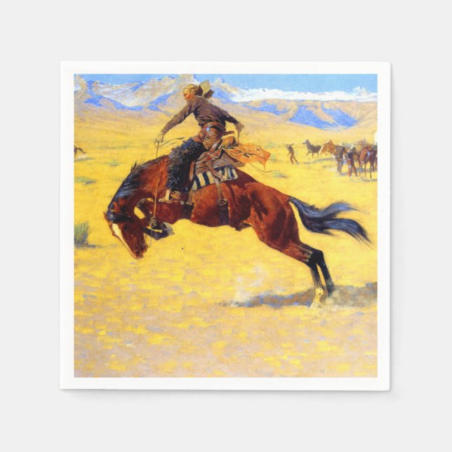 Servilleta De Papel Remington Old West Horse y Cowboy (Anverso)