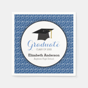 Servilleta De Papel Remolino blanco en la graduación azul,