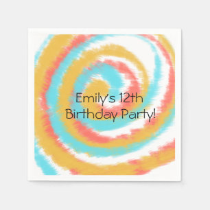 Servilleta De Papel Remolino de Verano Tie Dye Fiesta de Cumpleaños Ab