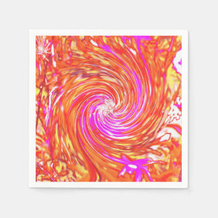 Servilleta De Papel Remolino Floral Magenta Retro y Colores de Otoño