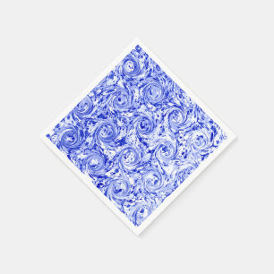 Servilleta De Papel Remolinos azules abstractos veteados del blanco