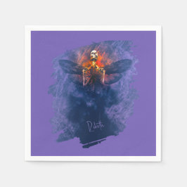 Servilleta De Papel Renacimiento. Esqueleto con alas levantándose