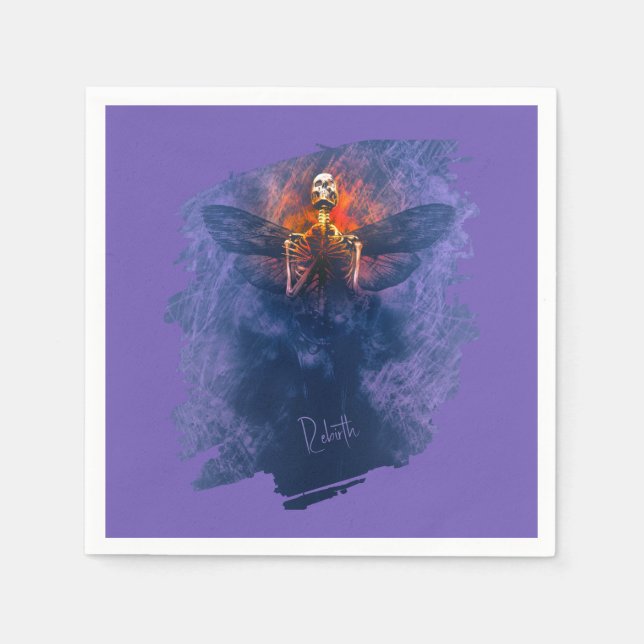 Servilleta De Papel Renacimiento. Esqueleto con alas levantándose (Anverso)