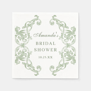Servilleta De Papel Renacimiento Ornate Sage Green Floral Brillante