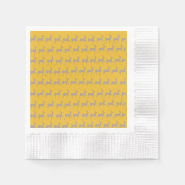Servilleta De Papel Rennes de Noël Fond Jaune Moutarde  (Anverso)
