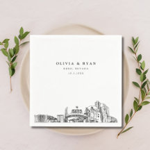 Reno Arch Skyline Boda Papel Cocktail Napkin