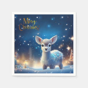 Servilleta De Papel Reno bebé con el saludo de Feliz Navidad