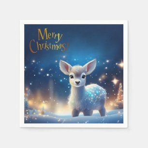 Servilleta De Papel Reno bebé con el saludo de Feliz Navidad