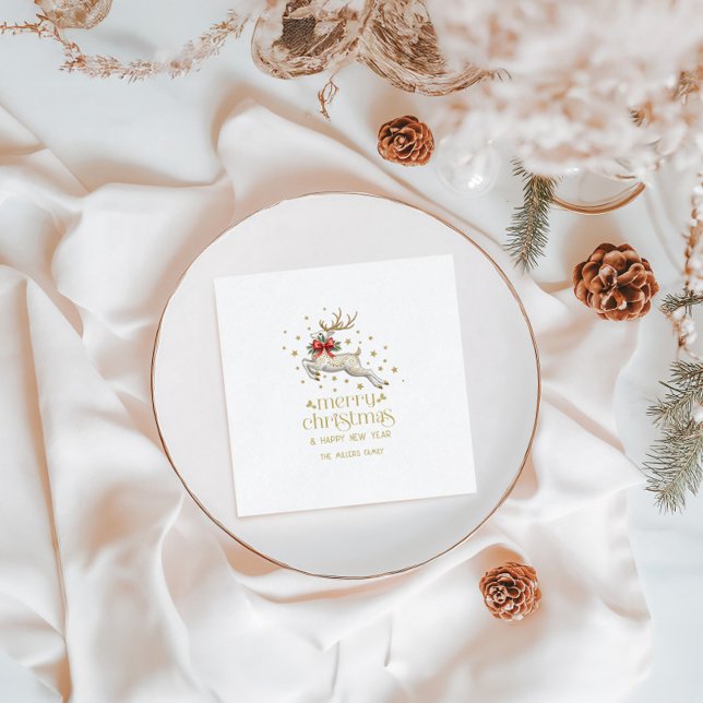 Servilleta De Papel Reno de Navidad dorado y blanco (Subido por el creador)
