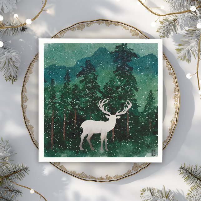 Servilleta De Papel Reno de Navidad Tradicional en el Bosque (Subido por el creador)