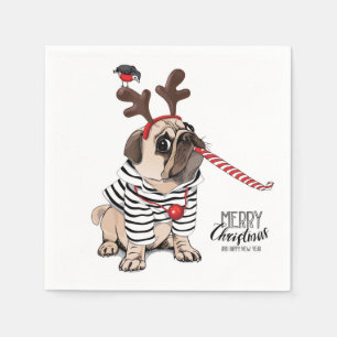Servilleta De Papel Reno del barro amasado de las Felices Navidad el