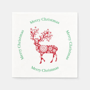 Servilleta De Papel Reno rojo con Feliz Navidad