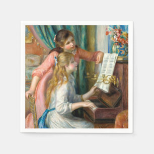 Servilleta De Papel Renoir Dos Niñas en el Piano Imprimir Música Arte