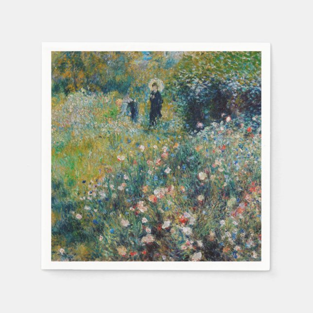 Servilleta De Papel Renoir - Mujer con sombrilla en un jardín (Anverso)