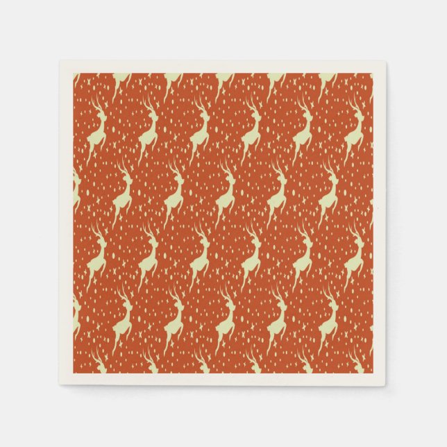 Servilleta De Papel Renos en fondo marrón (Anverso)