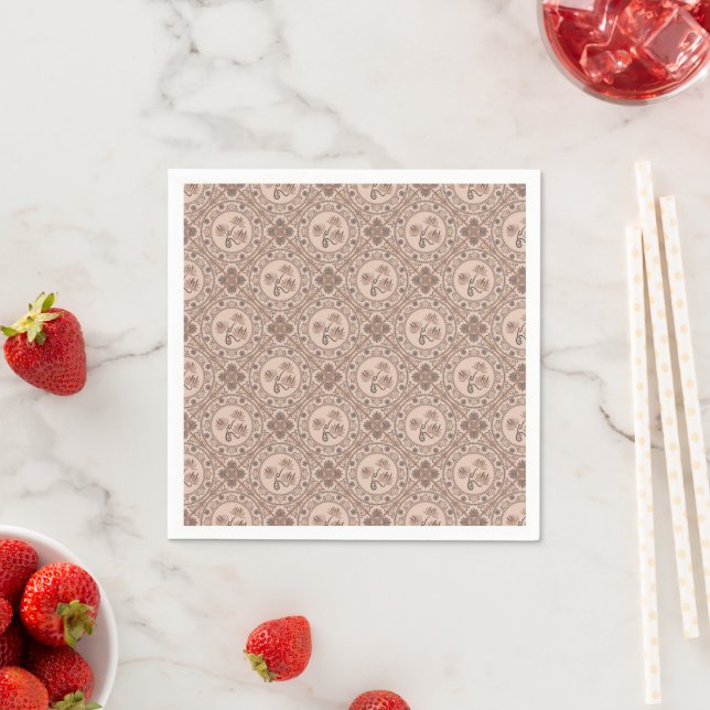 Servilleta De Papel Renovación de Mocha Rococo Mandala Geo Tile Decoup (In situ)
