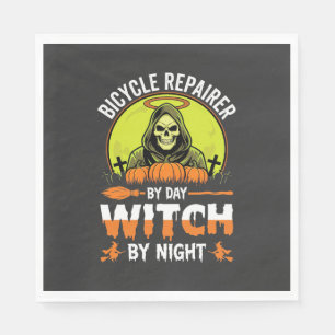 Servilleta De Papel Reparador De Bicicletas De Halloween Bruja De Día