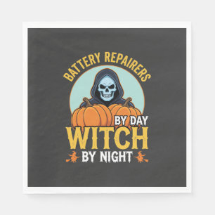 Servilleta De Papel Reparador De Pilas De Halloween Bruja Por La Noche