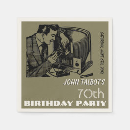 Servilleta De Papel Reparador de TV Vintage 70th Birthday Party P Napk