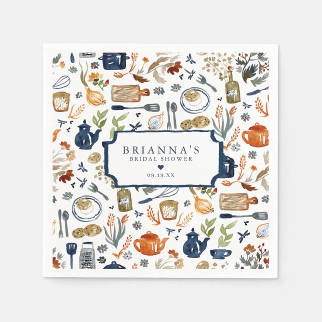 Servilleta De Papel Reponer la Cocina Ducha de Novia Personalizada (Anverso)