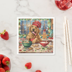 Servilleta De Papel Repostería Navideña con Golden Retriever: Navidad 