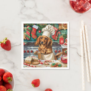 Servilleta De Papel Repostería Navideña de Dachshund: Navidad Festiva