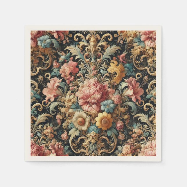 Servilleta De Papel Réquiem para Arcana – Diseño floral gótico (Anverso)