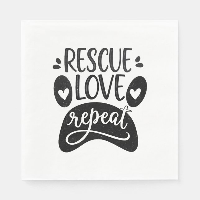 Servilleta De Papel Rescate Amor Repetir Perro Paw Tee (Anverso)