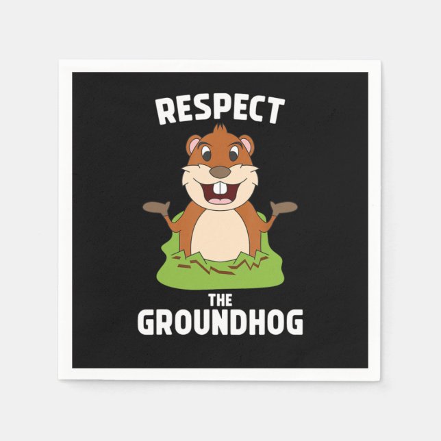 Servilleta De Papel Respeto a Groundhog Funny Groundhog Day Woodchuc (Anverso)
